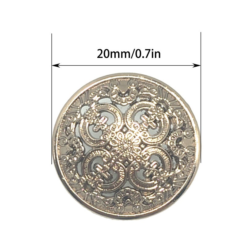 تي ك ك 20 قطعة من أزرار الملابس - مجموعة أزرار معدنية دائرية الشكل ذات ساق مجوفة بتصميم كلاسيكي للخياطة، مناسبة للرجال والنساء، للبليزرات والمعاطف والزي الرسمي والقمصان والبدلات والسترات (لون ذهبي فاتح، 20 مم) - Image 4